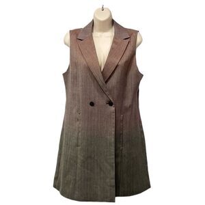 NEW Pendleton Women Wool‎ Sleeveless Coat Vest Long Line Ombré Herringbone